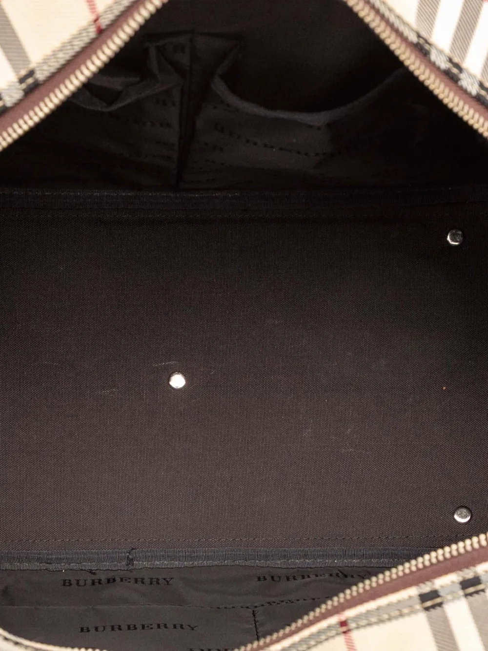 Pre-owned Burberry 2000-2017 House Check Canvas Travel Bag In Brown