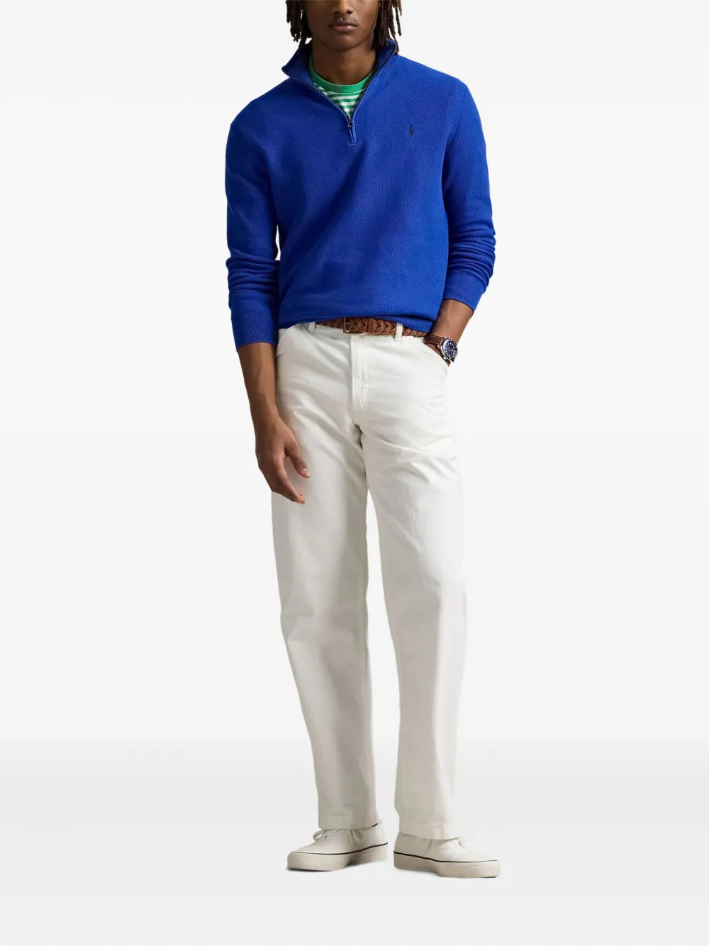 Polo Ralph Lauren quarter-zip cotton sweater Blauw