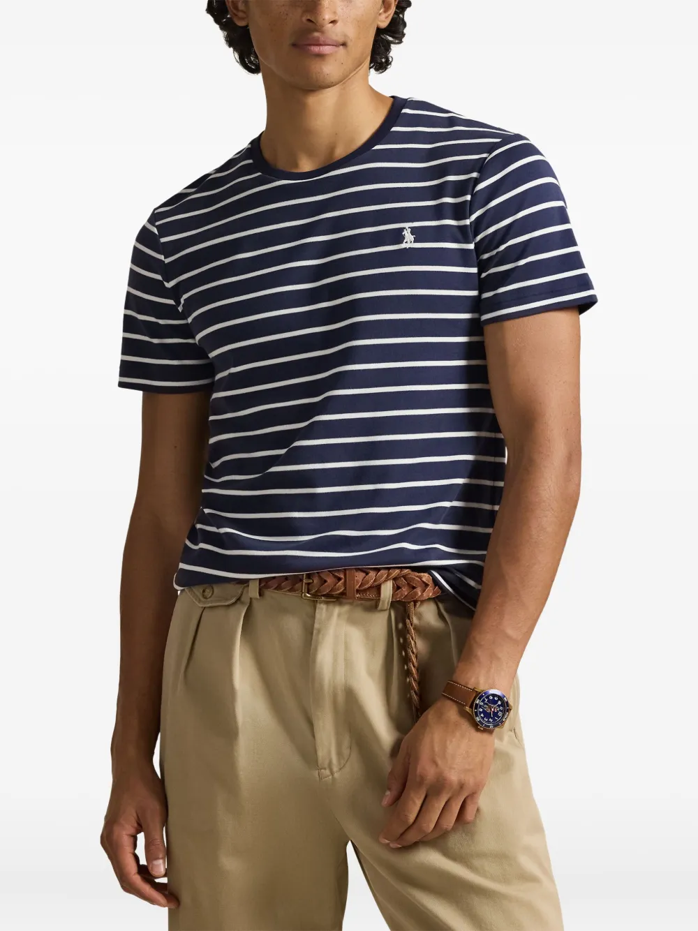 Polo Ralph Lauren striped logo T-shirt Blauw