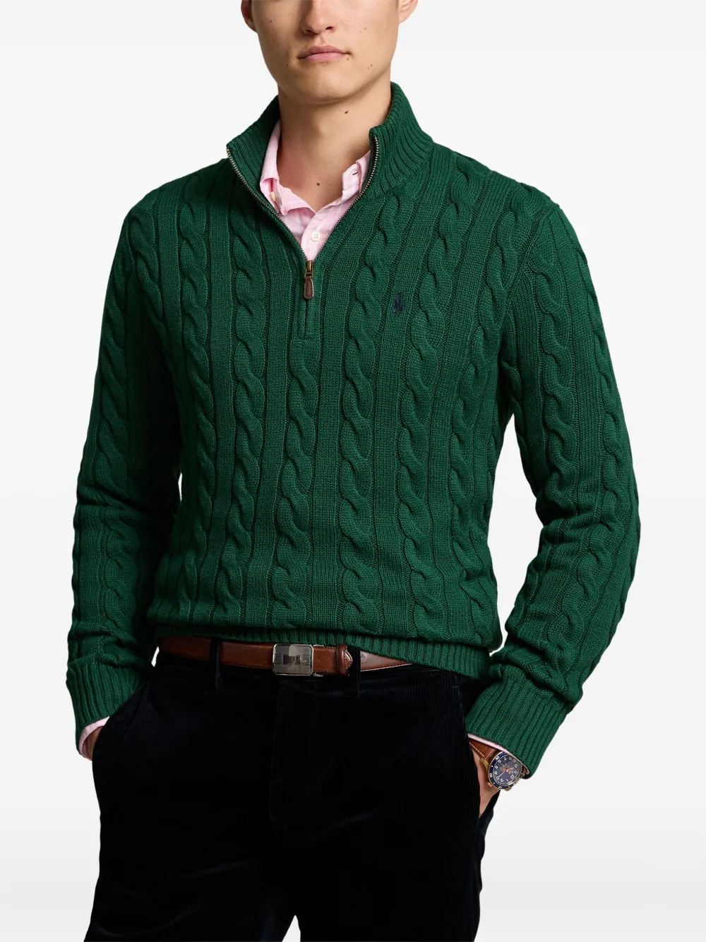 Polo Ralph Lauren cable-knit zip sweater Groen