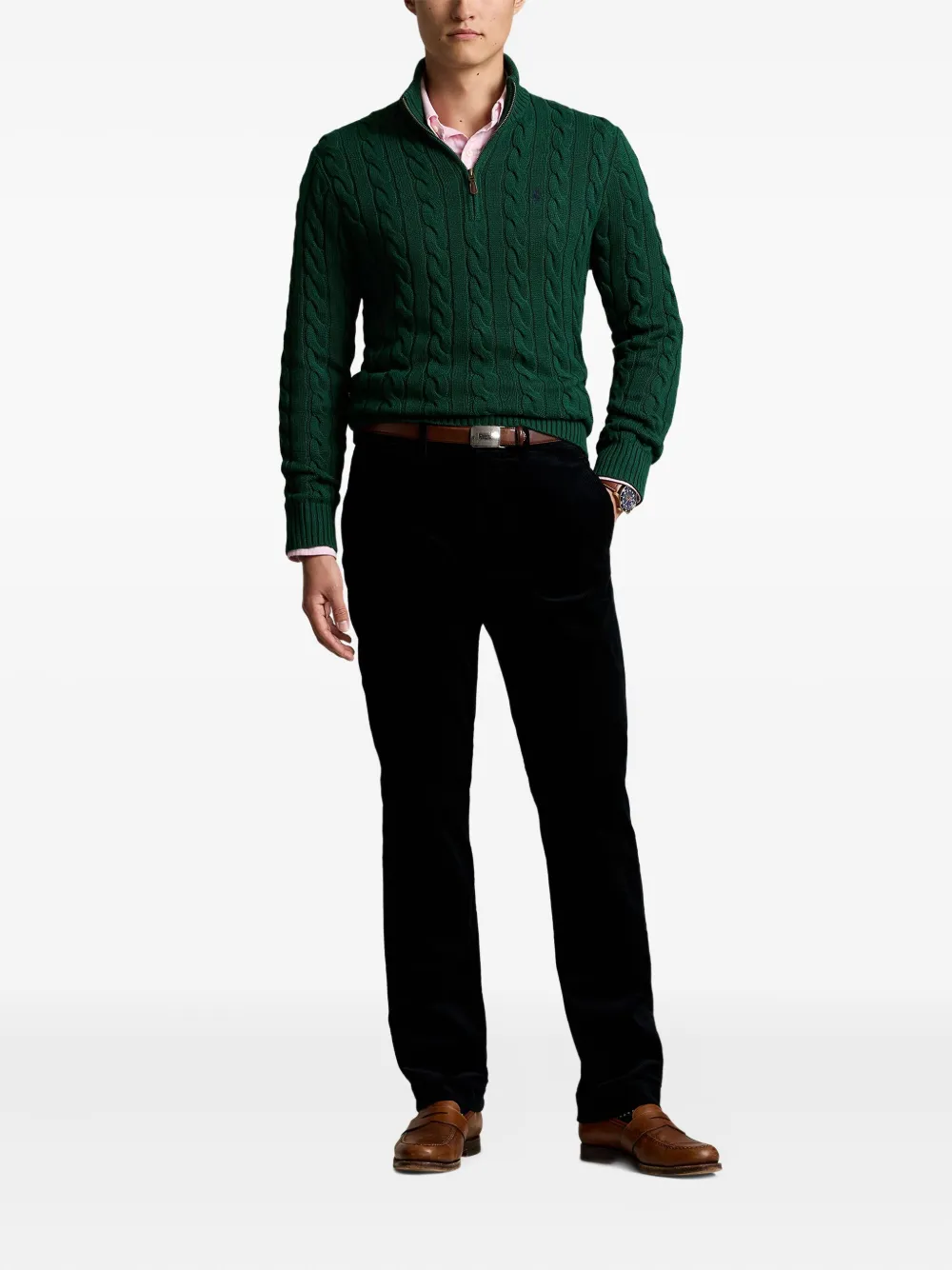 Polo Ralph Lauren cable-knit zip sweater Groen