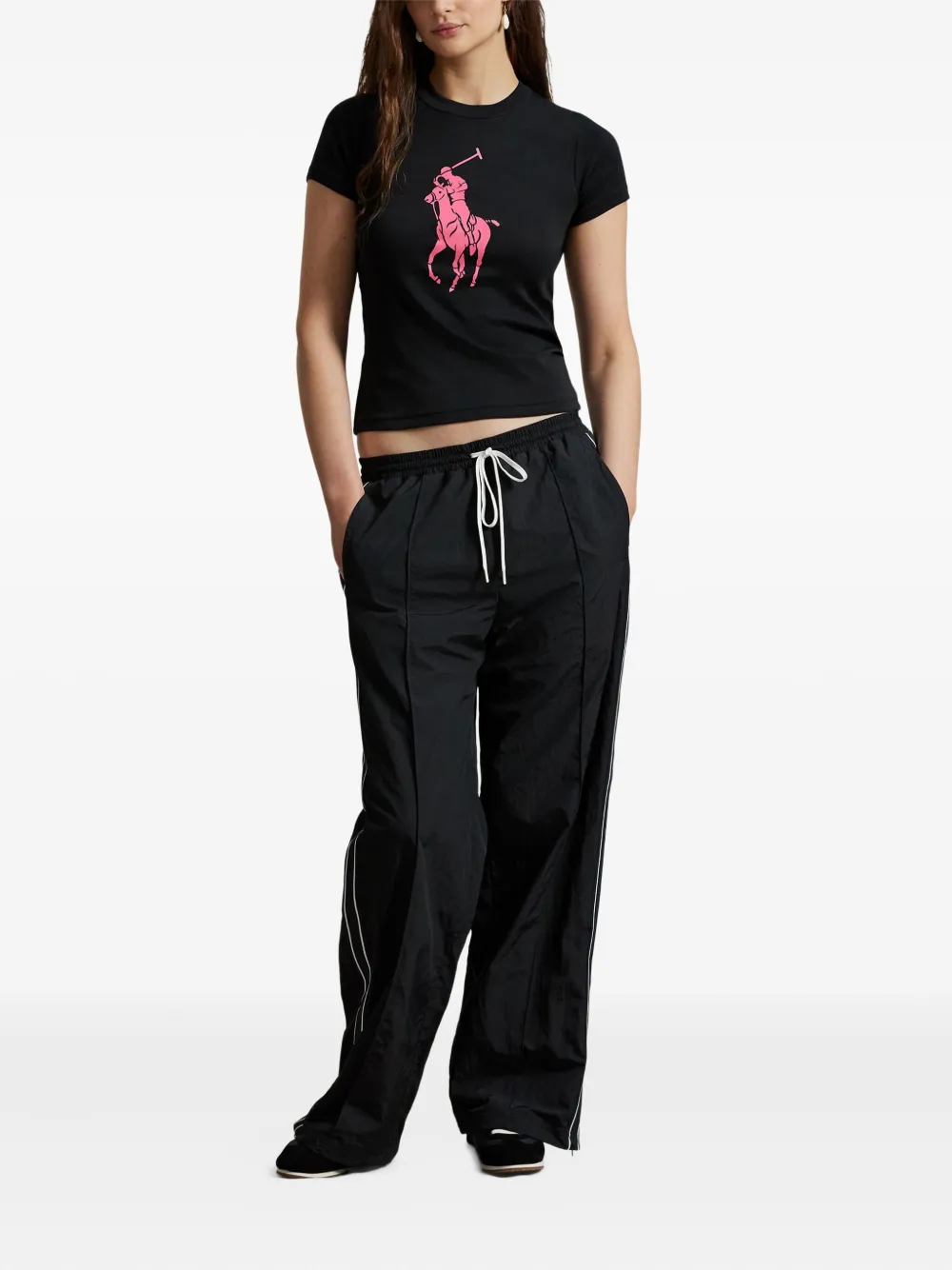 Polo Ralph Lauren Pink Pony Graphic Crew-neck T-shirt In Black