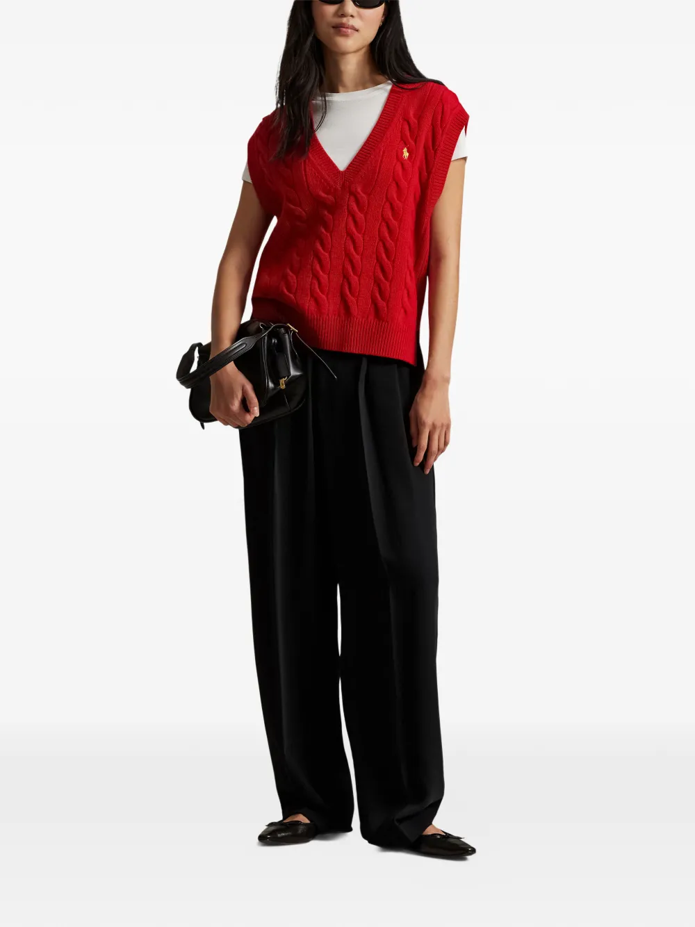 Polo Ralph Lauren Kabelgebreide trui met V-hals Rood