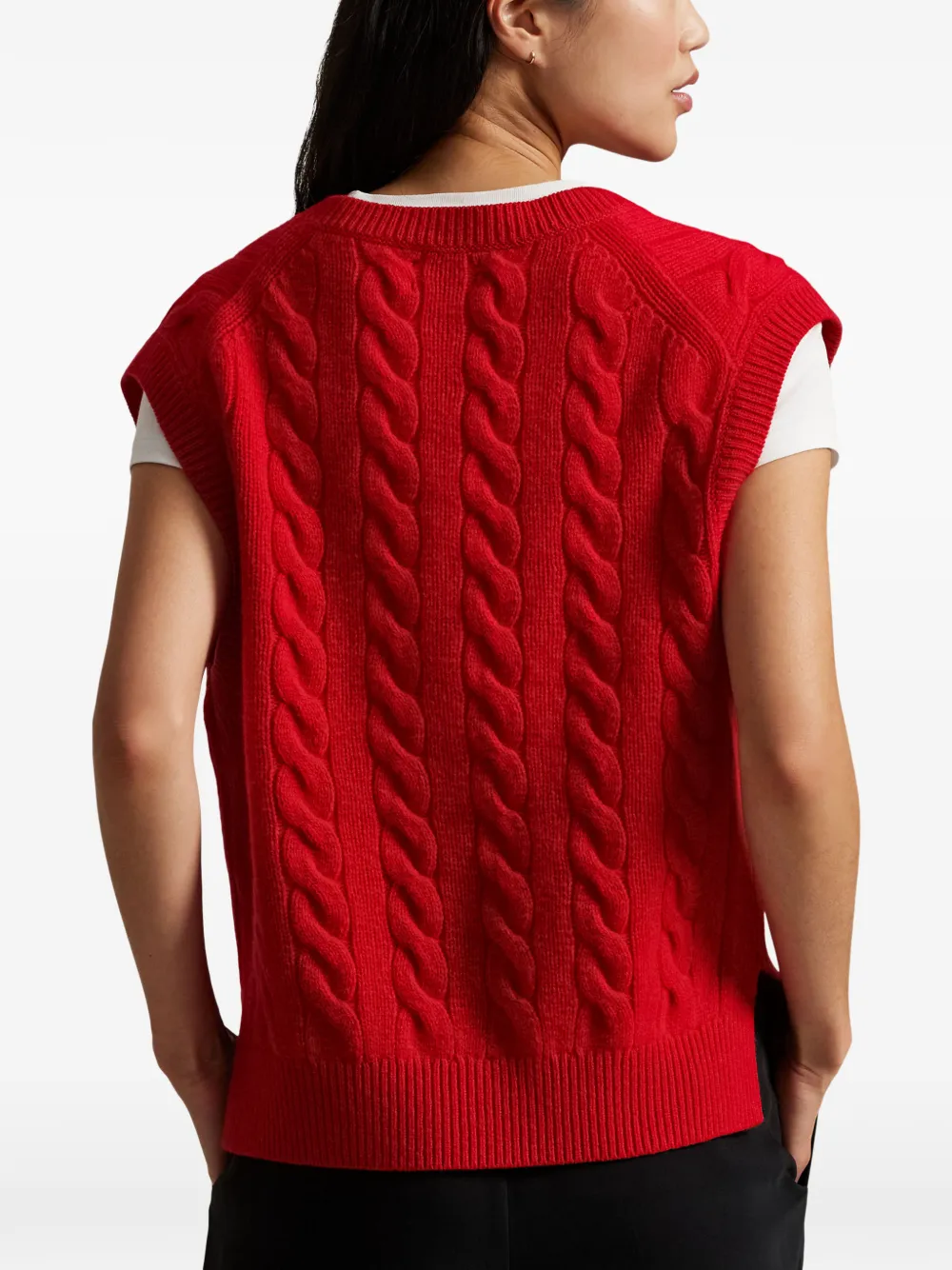Polo Ralph Lauren Kabelgebreide trui met V-hals Rood