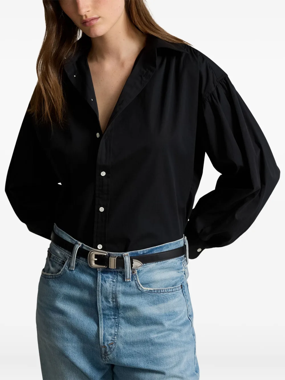 Polo Ralph Lauren Balloon-sleeve Shirt In Black