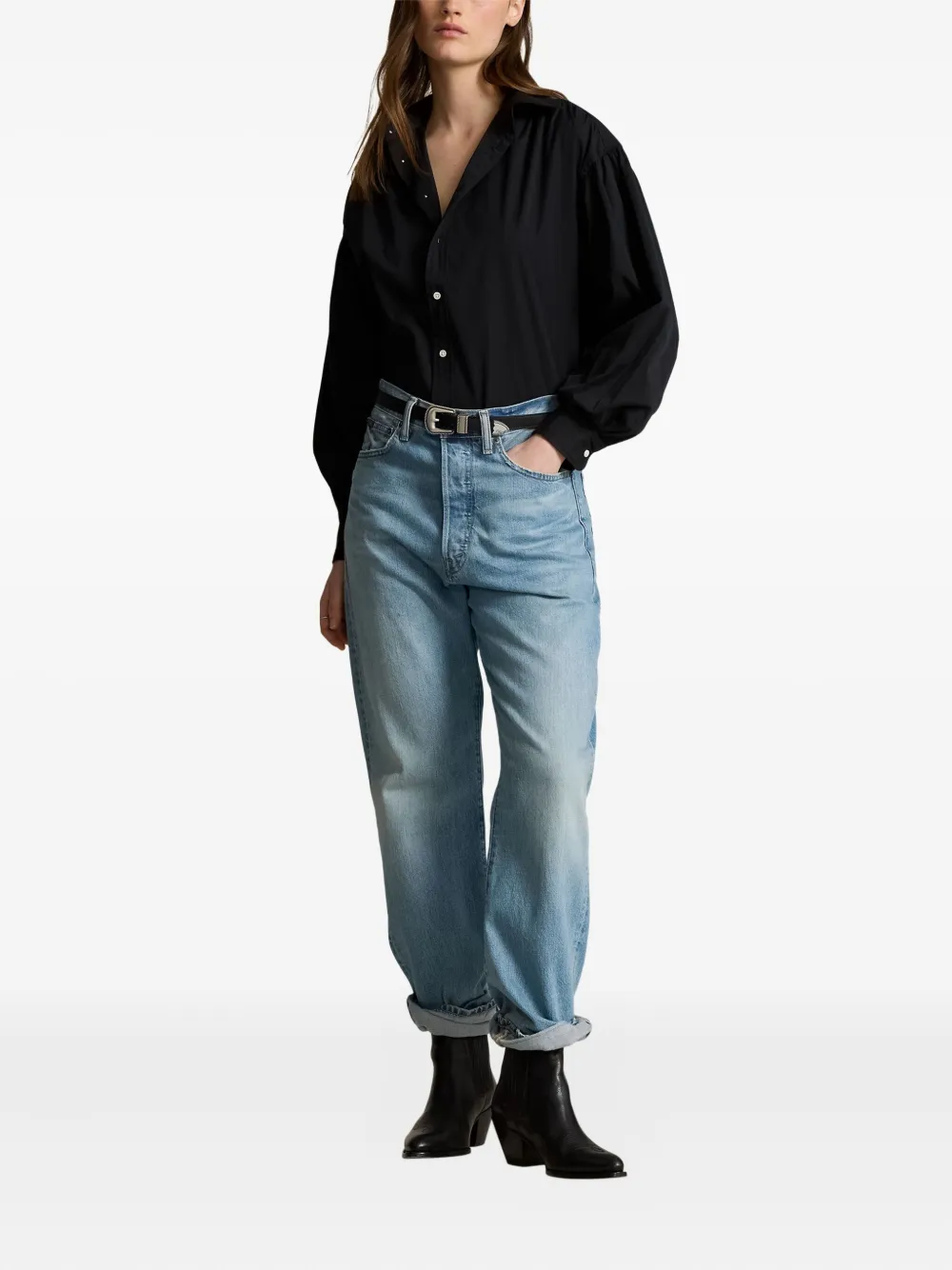 Polo Ralph Lauren balloon-sleeve shirt - Zwart