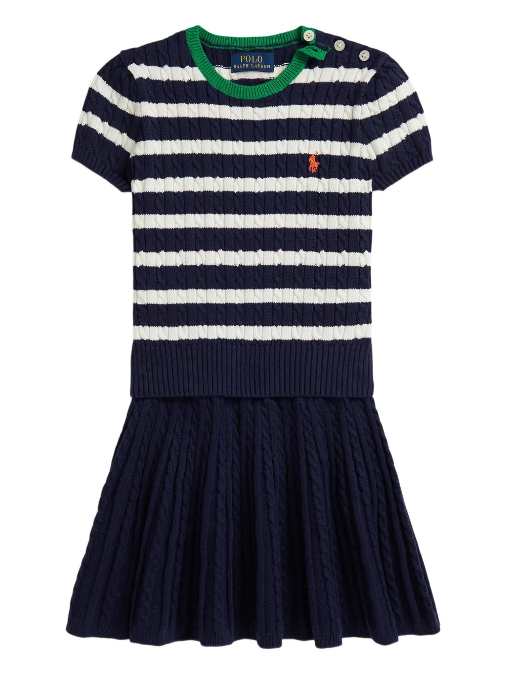POLO RALPH LAUREN KIDS Gonna a righe con ricamo (2 pezzi) - Blu