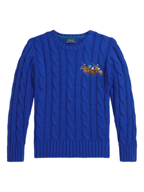 POLO RALPH LAUREN KIDS suéter en tejido de ochos con logo triple