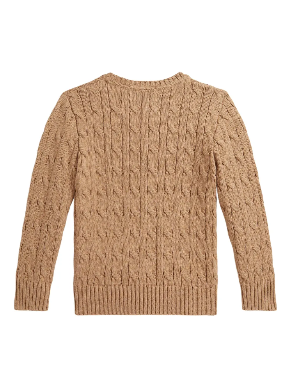 POLO RALPH LAUREN KIDS Kabelgebreide trui met geborduurd logo Bruin