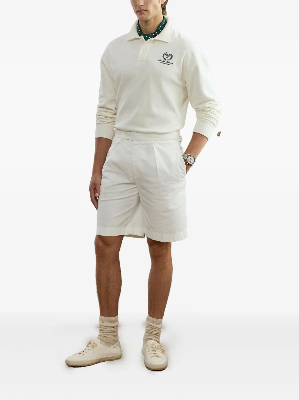 Ralph Lauren Purple Label Chino shorts met geplooid detail - Wit