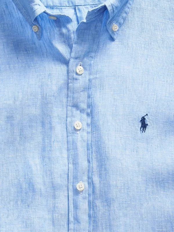Polo Ralph Lauren button-down short-sleeve Shirt | Blue | FARFETCH SG