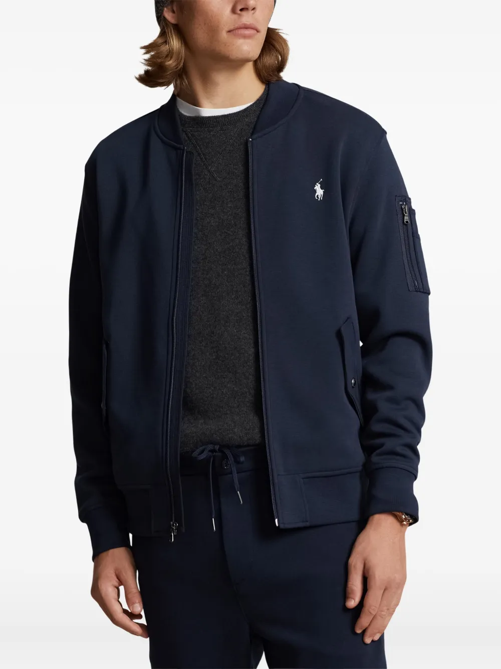 Polo Ralph Lauren Sweater met borduurwerk en rits Blauw