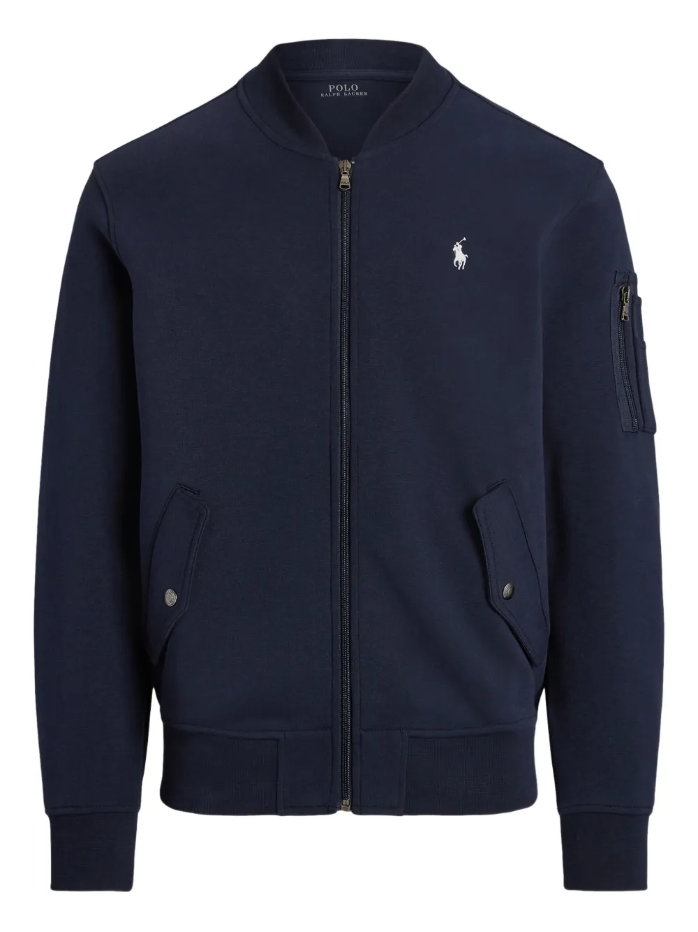 Polo Ralph Lauren Felpa stile bomber con ricamo e zip - Blu