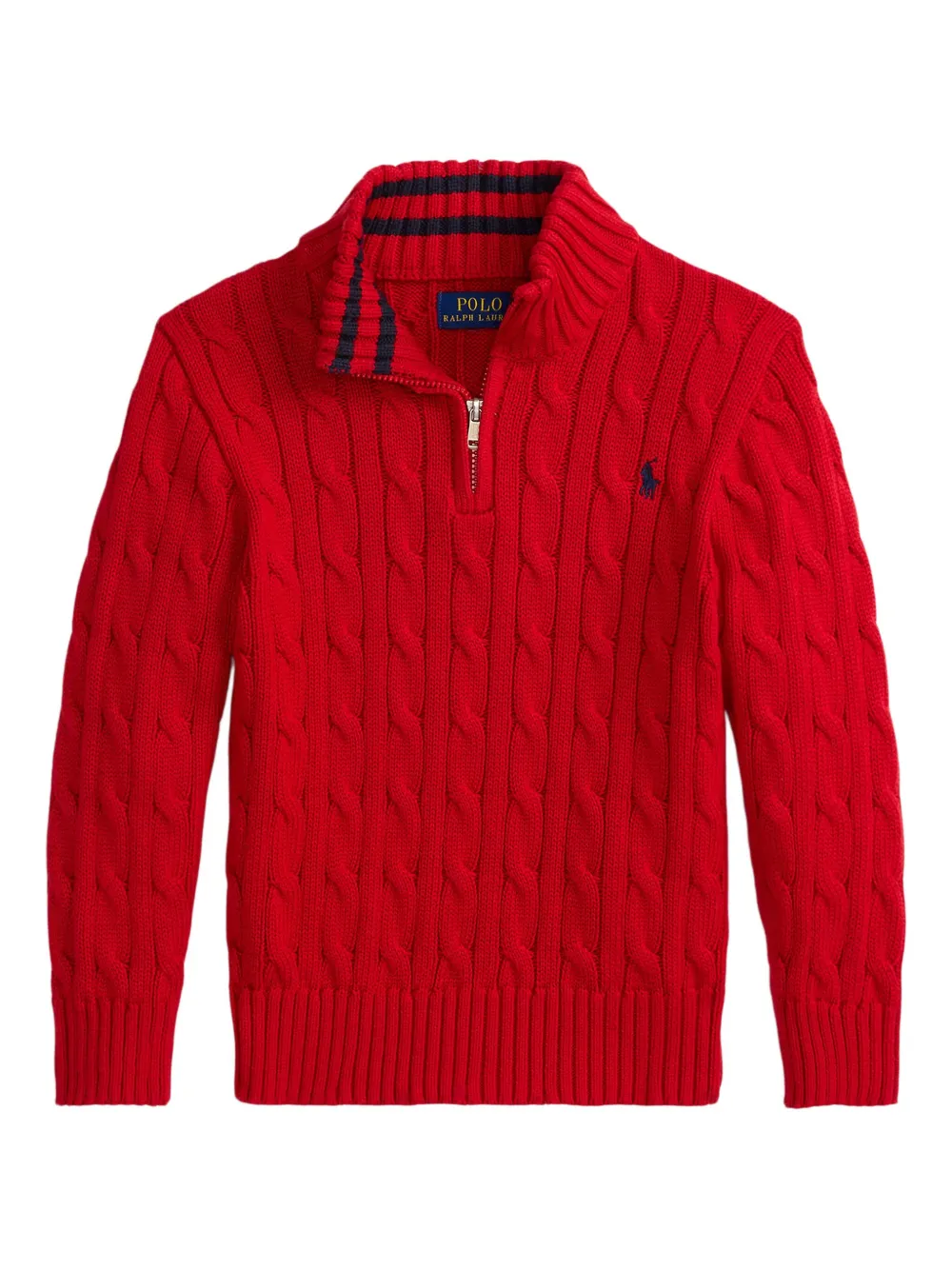 POLO RALPH LAUREN KIDS Maglione con lavorazione intrecciata - Rosso