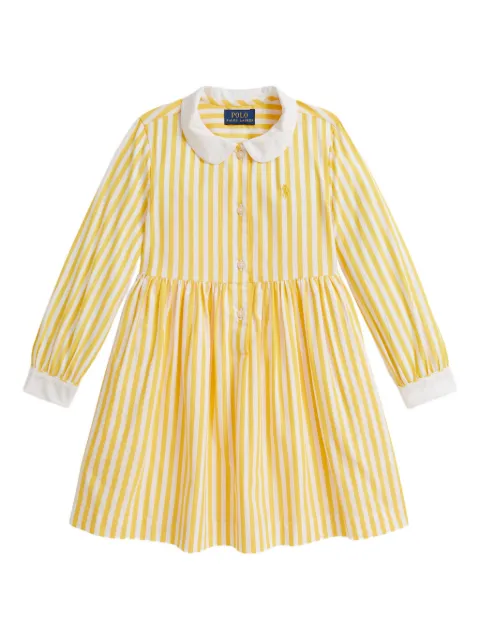 POLO RALPH LAUREN KIDS فستان مخطط بأكمام طويلة
