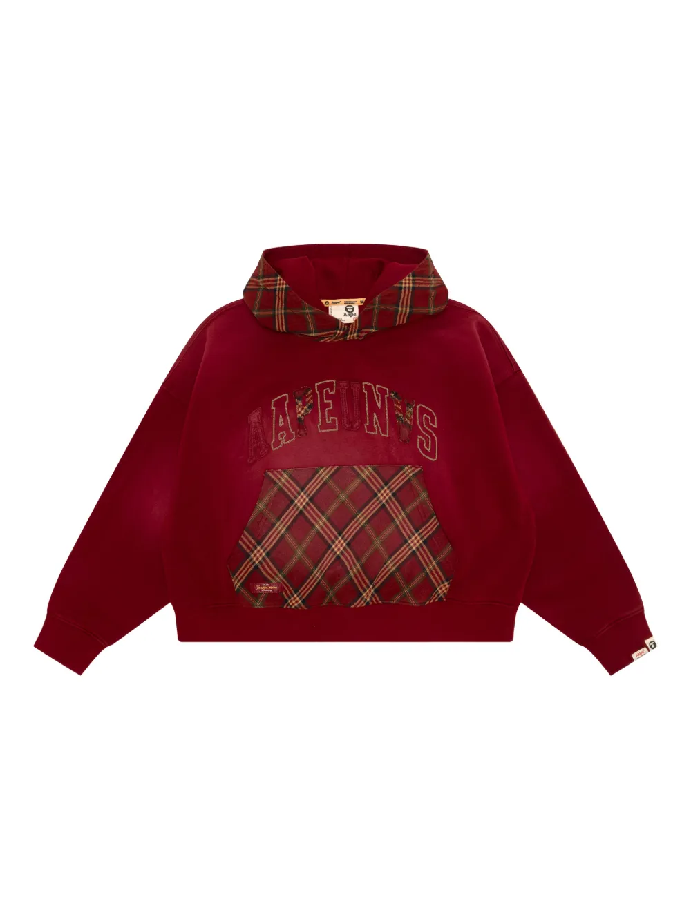 AAPE BY *A BATHING APE® tartan appliqué hoodie - レッド AAPE BY *A BATHING APE® tartan appliqué hoodie - レッド