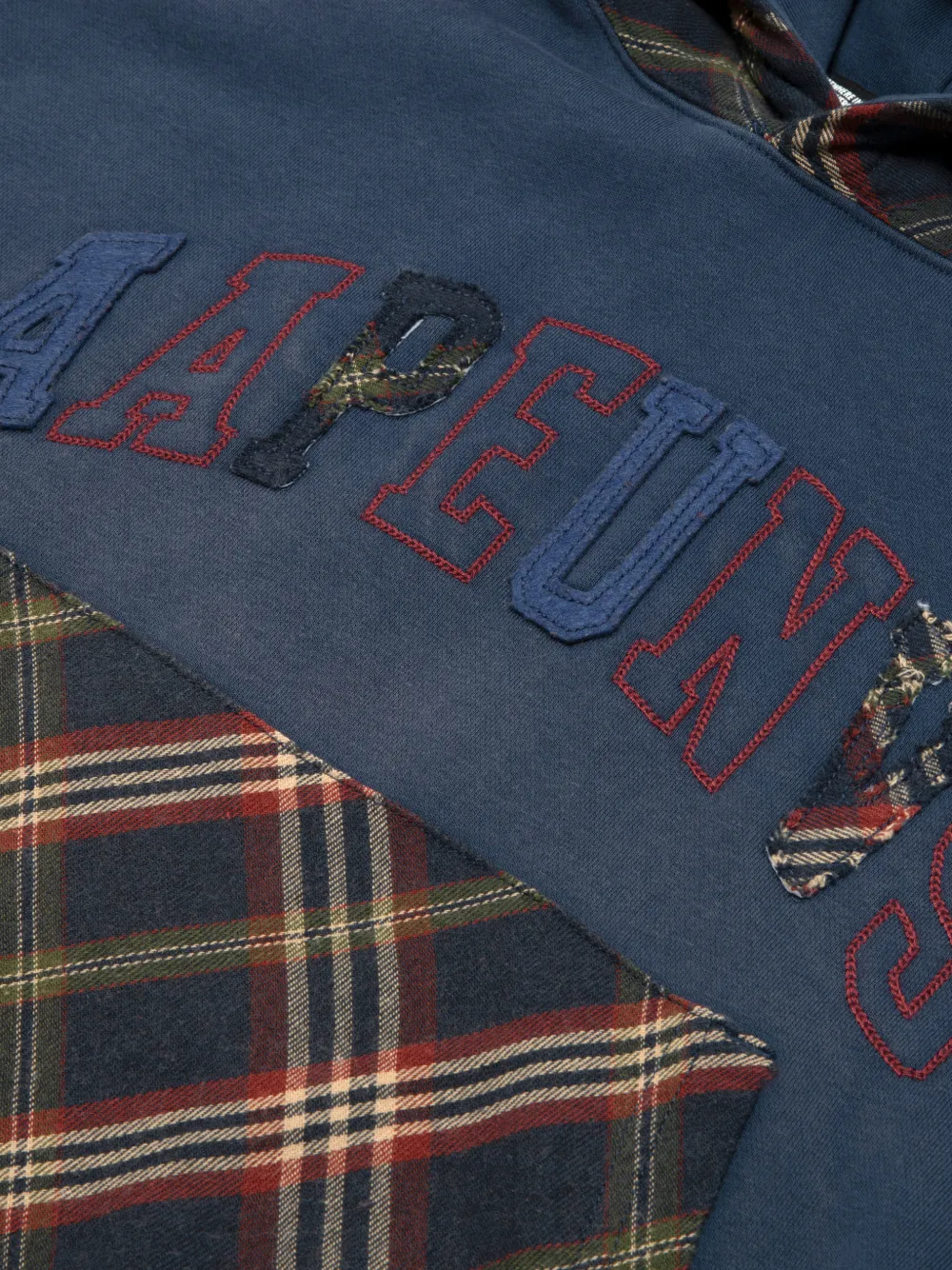 Aape By A Bathing Ape Plaid Appliqué Hoodie In Blue