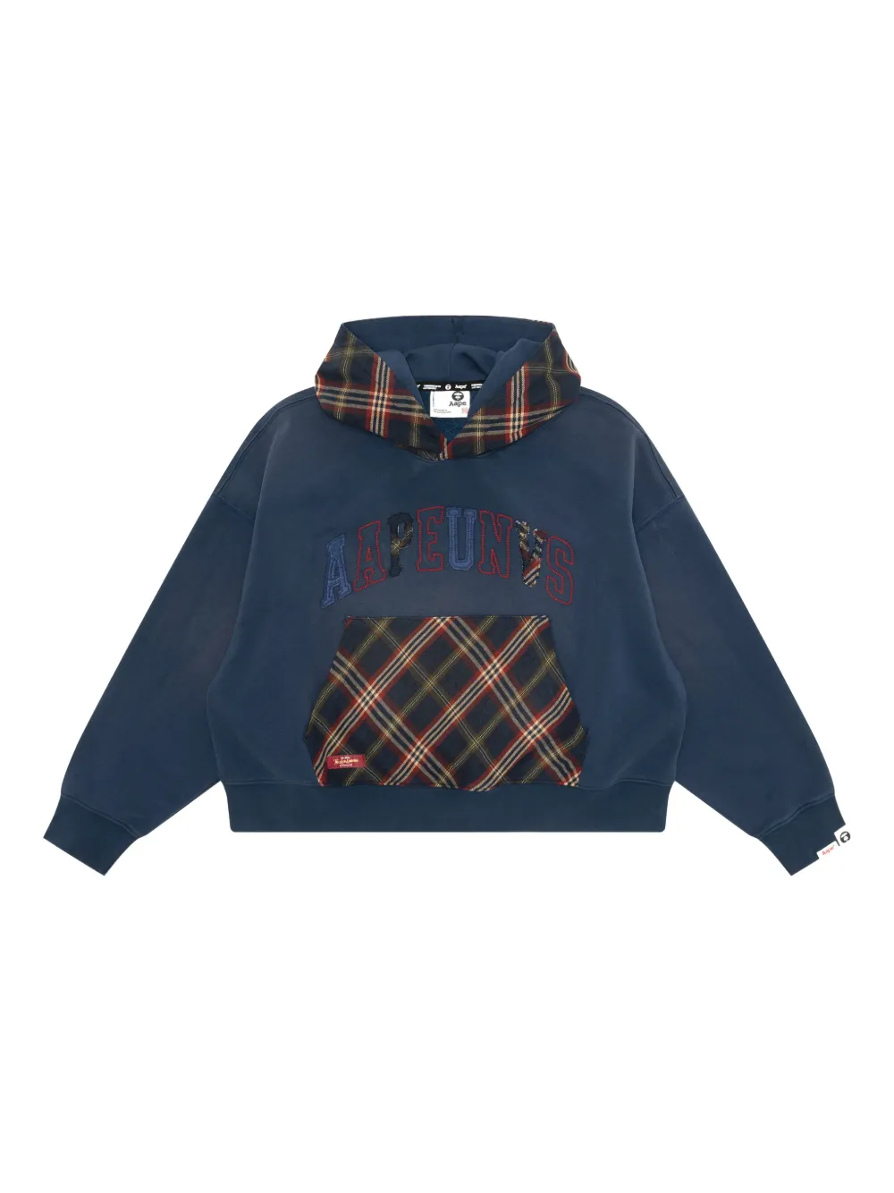 AAPE BY *A BATHING APE® plaid appliqué hoodie - ブルー AAPE BY *A BATHING APE® plaid appliqué hoodie - ブルー