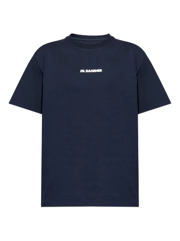 JIL SANDER パックT オーガニックコットン Tシャツ ネイビーXL Jil Sander logo-print crew-neck T-shirt | Blue | FARFETCH JO