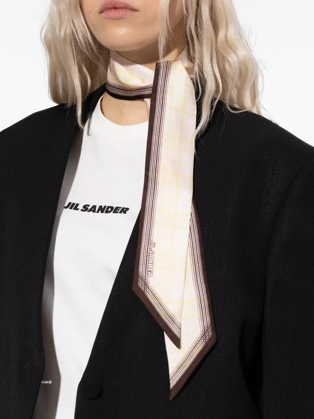 Jil Sander Plaid-patter Silk Scarf In Neutral