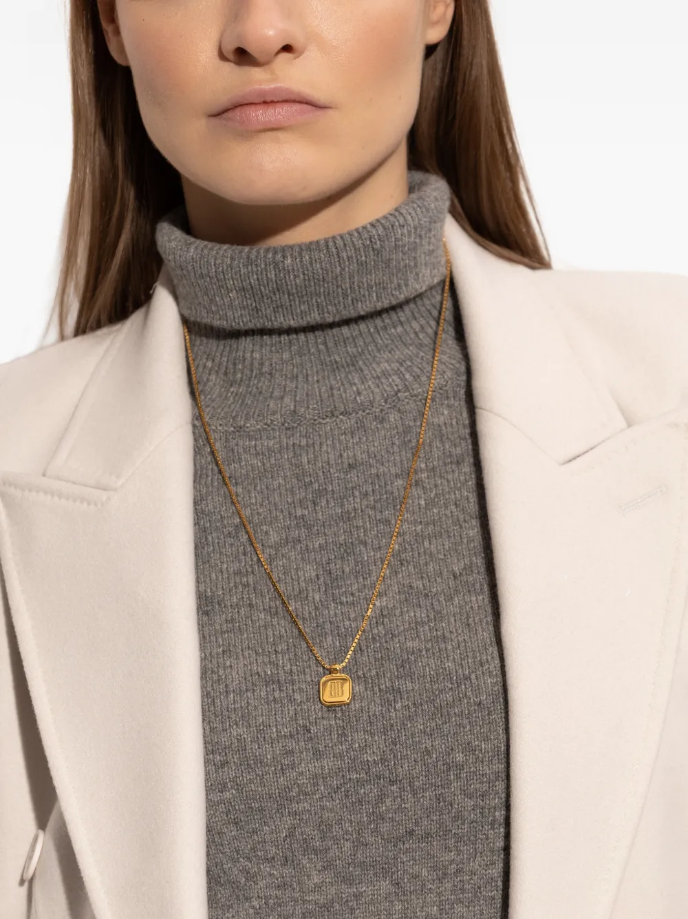 Balenciaga square pendant necklace - Gold