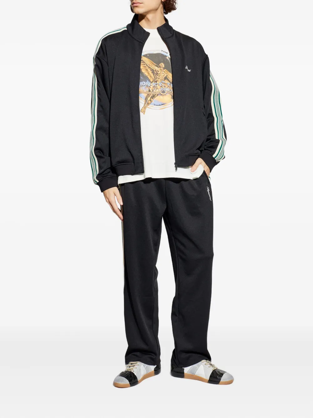Represent embroidered-logo sied-stripes track pants - Zwart