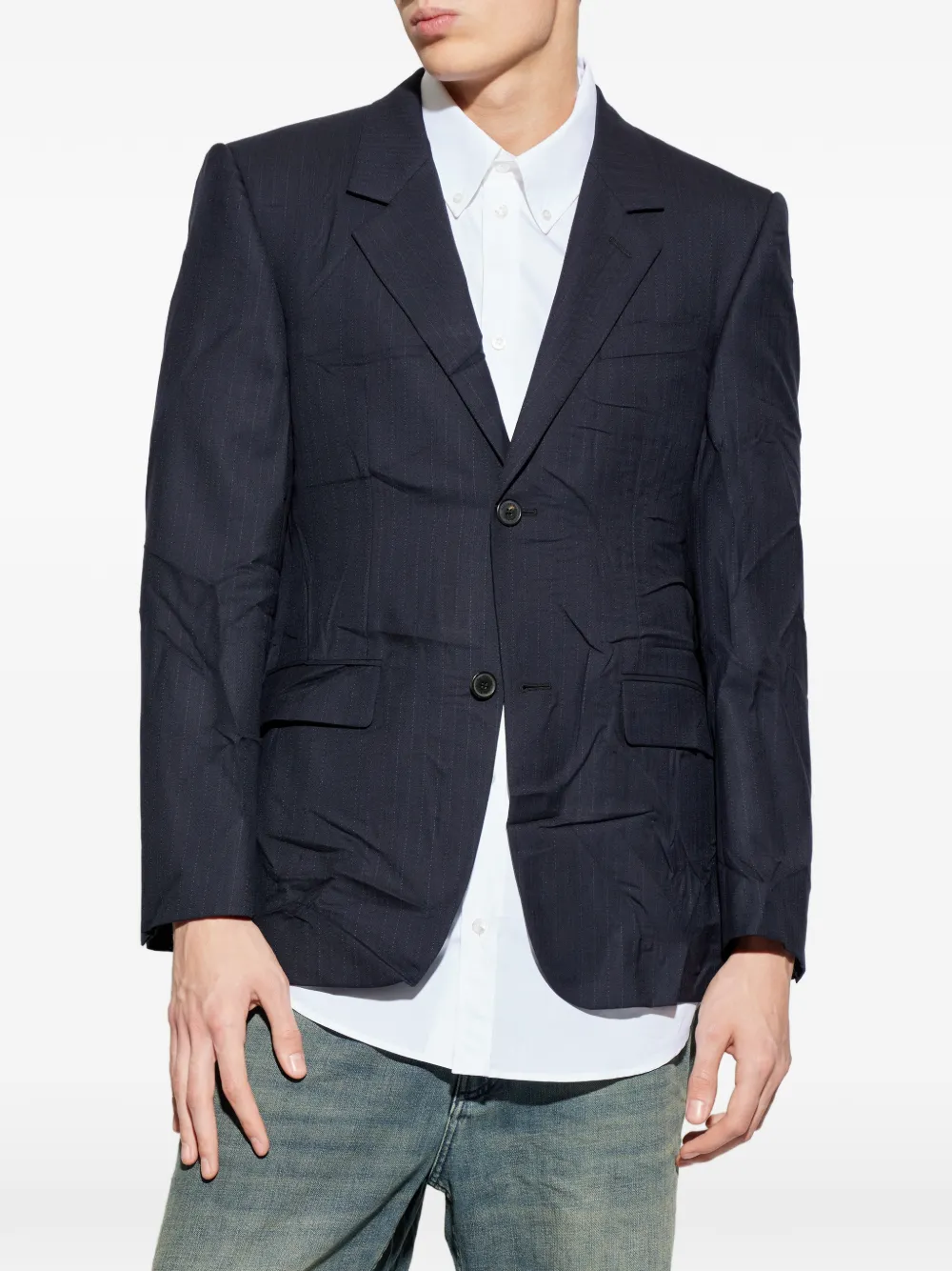 Balenciaga Blazer met krijtstreep en zijzakken Blauw