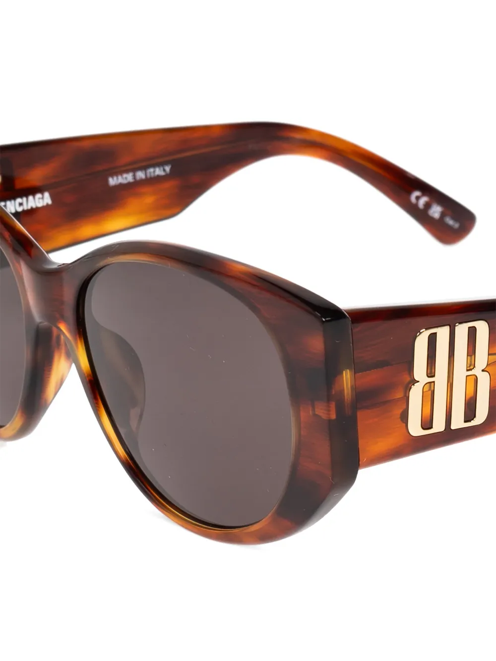 Balenciaga Eyewear logo oval-frame sunglasses - Bruin