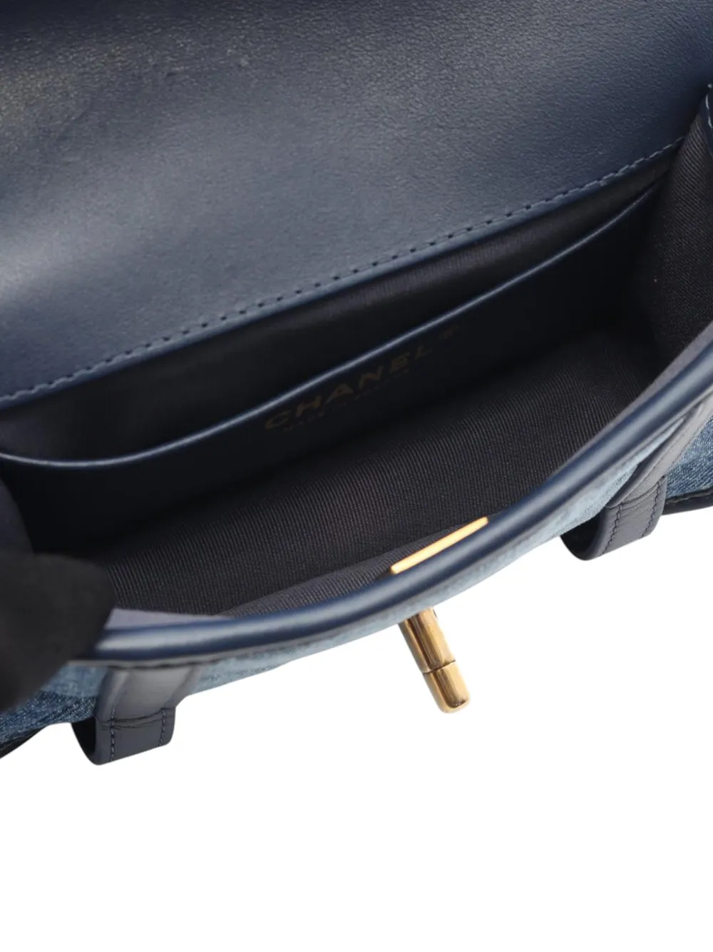 Pre-owned Chanel 2021-2025 Mini Quilted Denim Ombre Flap Bag Shoulder Bag In Blue