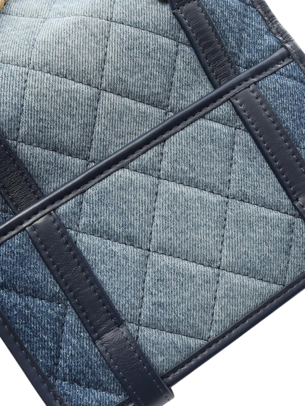 Pre-owned Chanel 2021-2025 Mini Quilted Denim Ombre Flap Bag Shoulder Bag In Blue