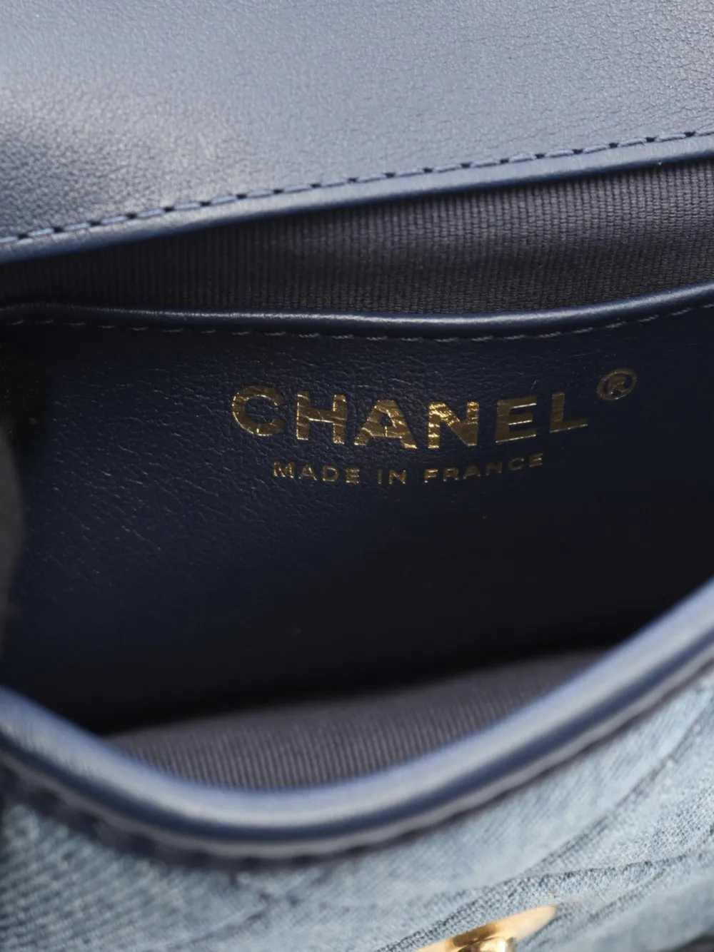 Pre-owned Chanel 2021-2025 Mini Quilted Denim Ombre Flap Bag Shoulder Bag In Blue