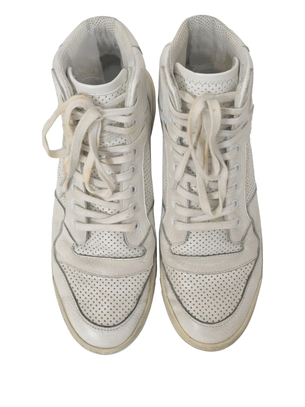 Pre-owned Saint Laurent Sl24 Perforated Sneakers In White