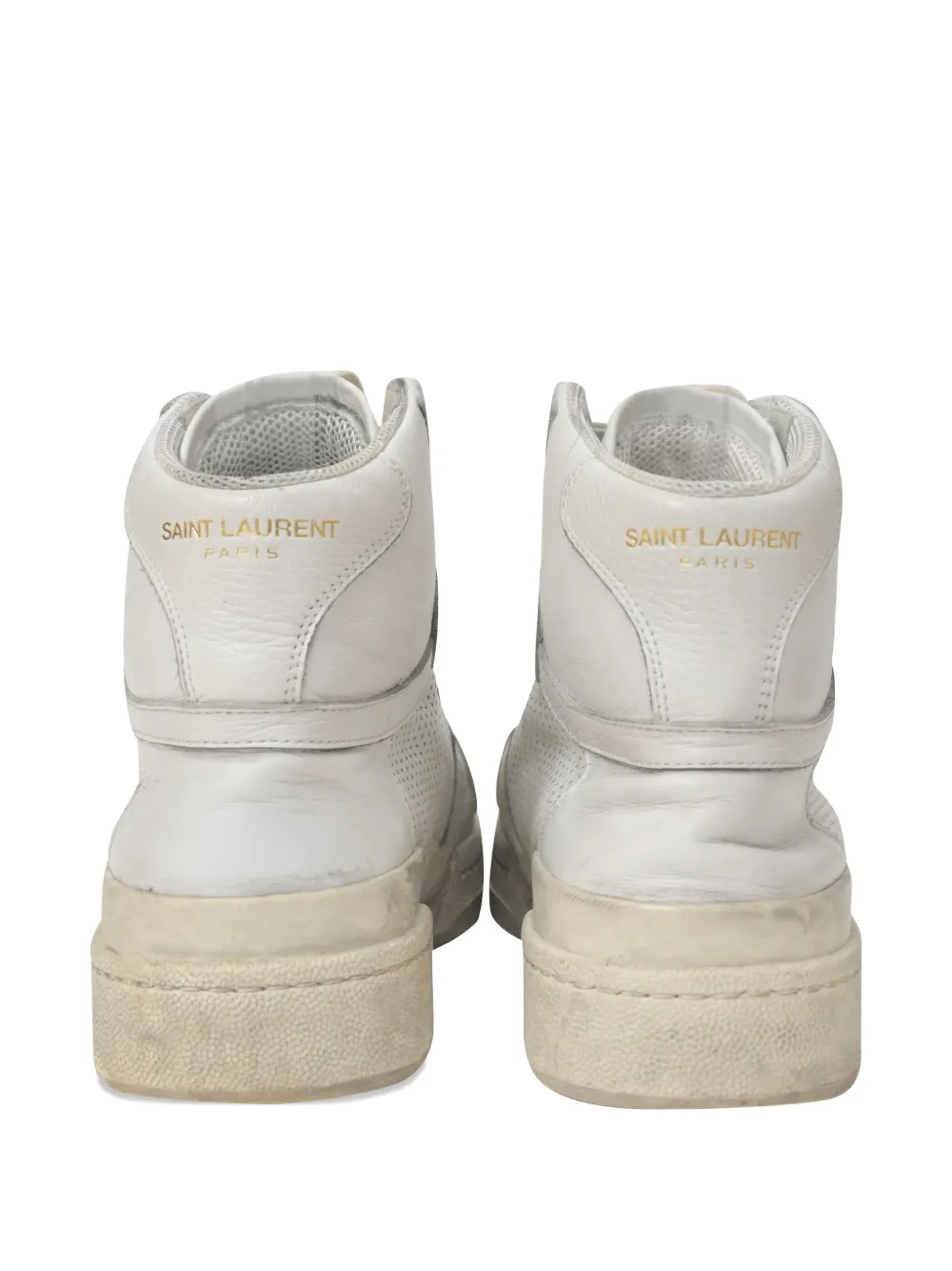 Pre-owned Saint Laurent Sl24 Perforated Sneakers In White
