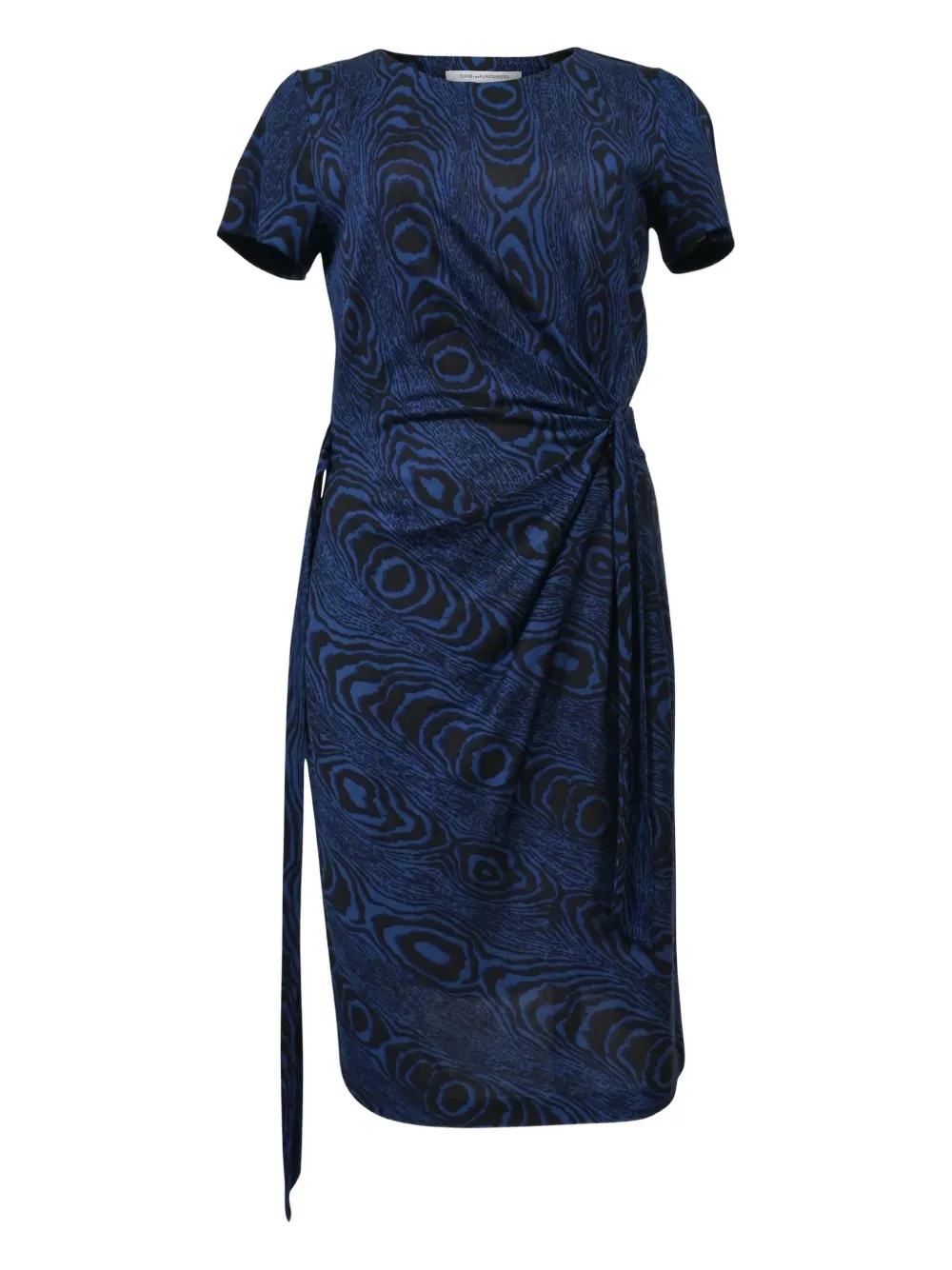 Dvf Vintage wood grain-printed dress - ブルー