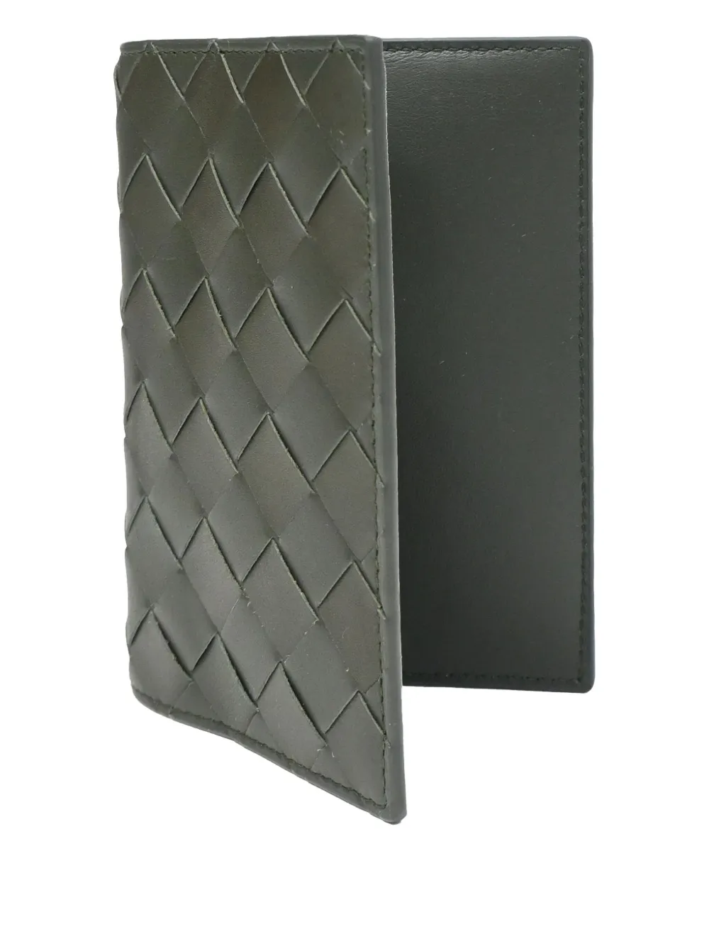 Pre-owned Bottega Veneta Intrecciato Leather Passport Case In Green