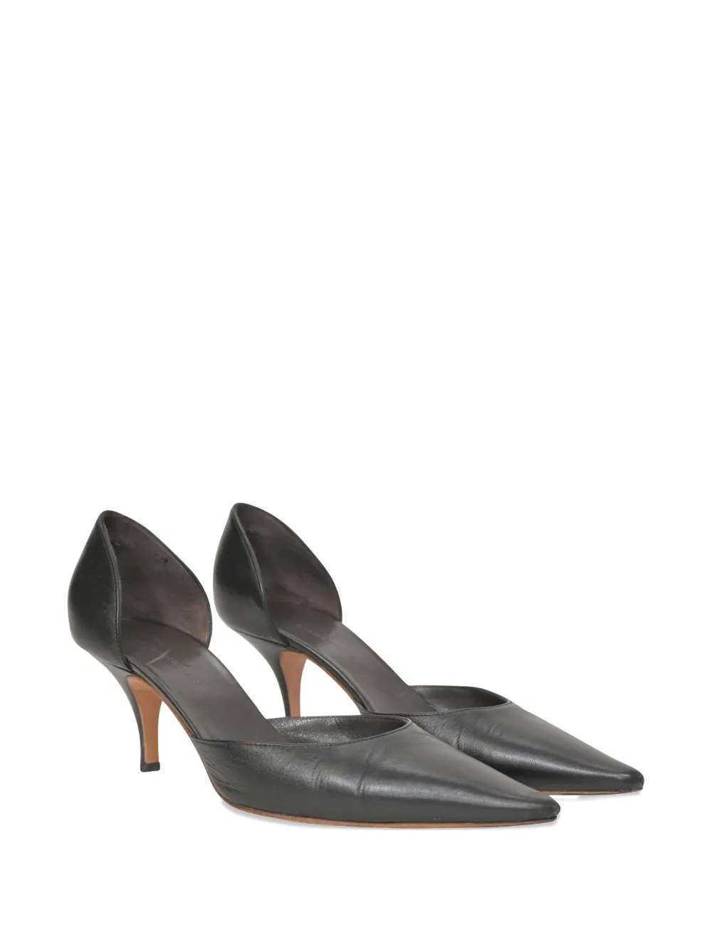 Pre-owned Balenciaga 60 Mm D'orsay Leather Pumps In Black