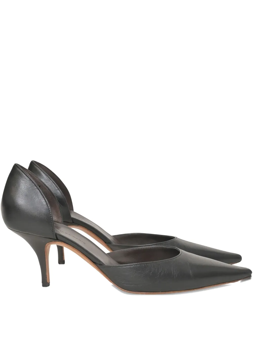 Pre-owned Balenciaga 60 Mm D'orsay Leather Pumps In Black