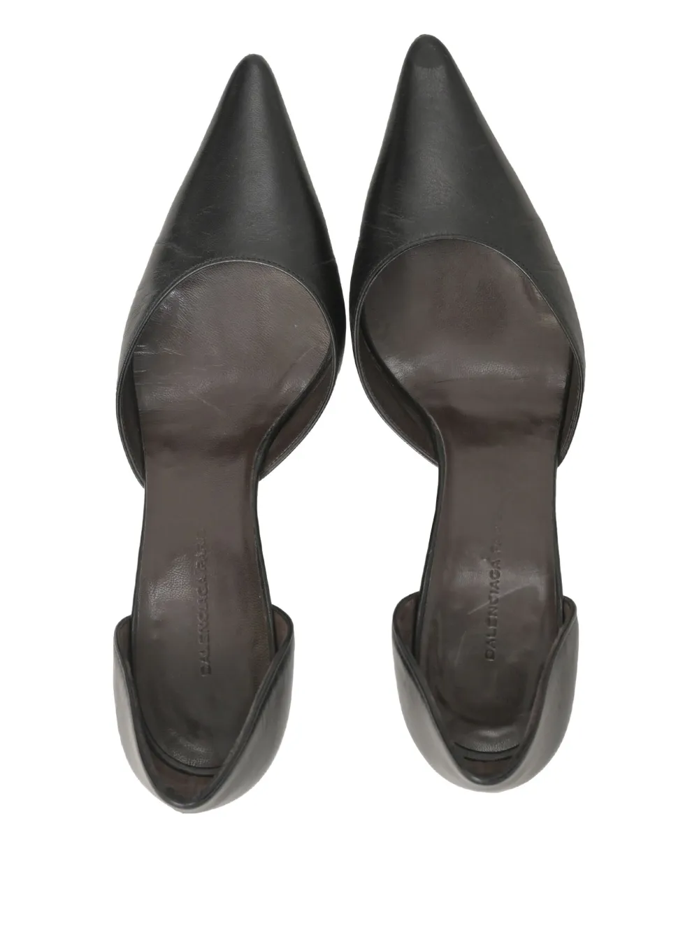 Pre-owned Balenciaga 60 Mm D'orsay Leather Pumps In Black