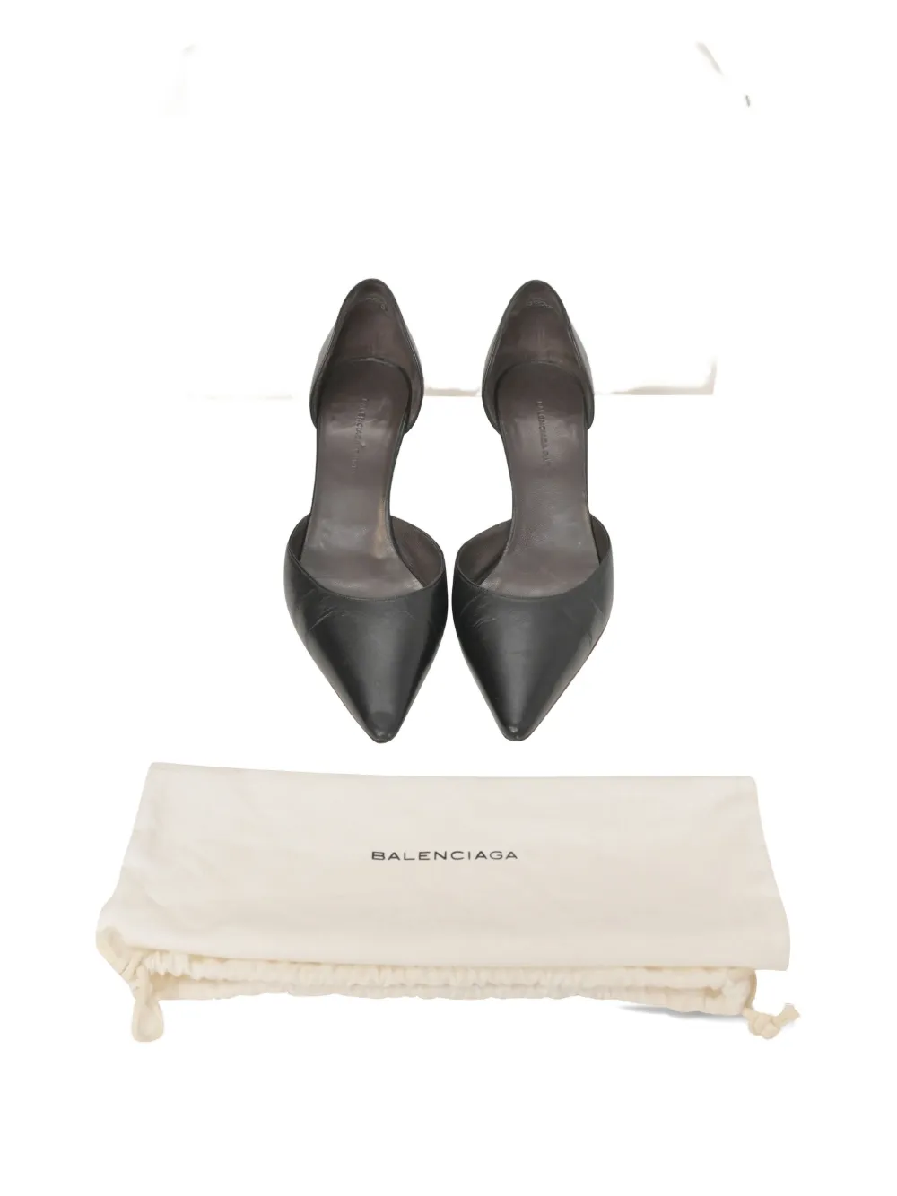 Pre-owned Balenciaga 60 Mm D'orsay Leather Pumps In Black