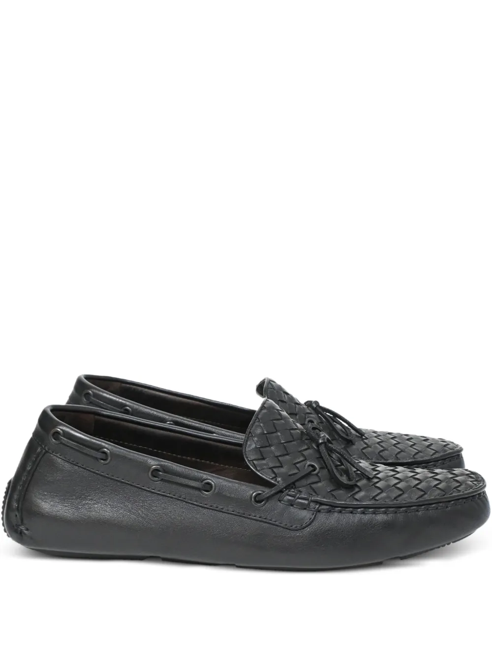 Bottega Veneta Pre-Owned Intrecciato boat shoes - ブラック