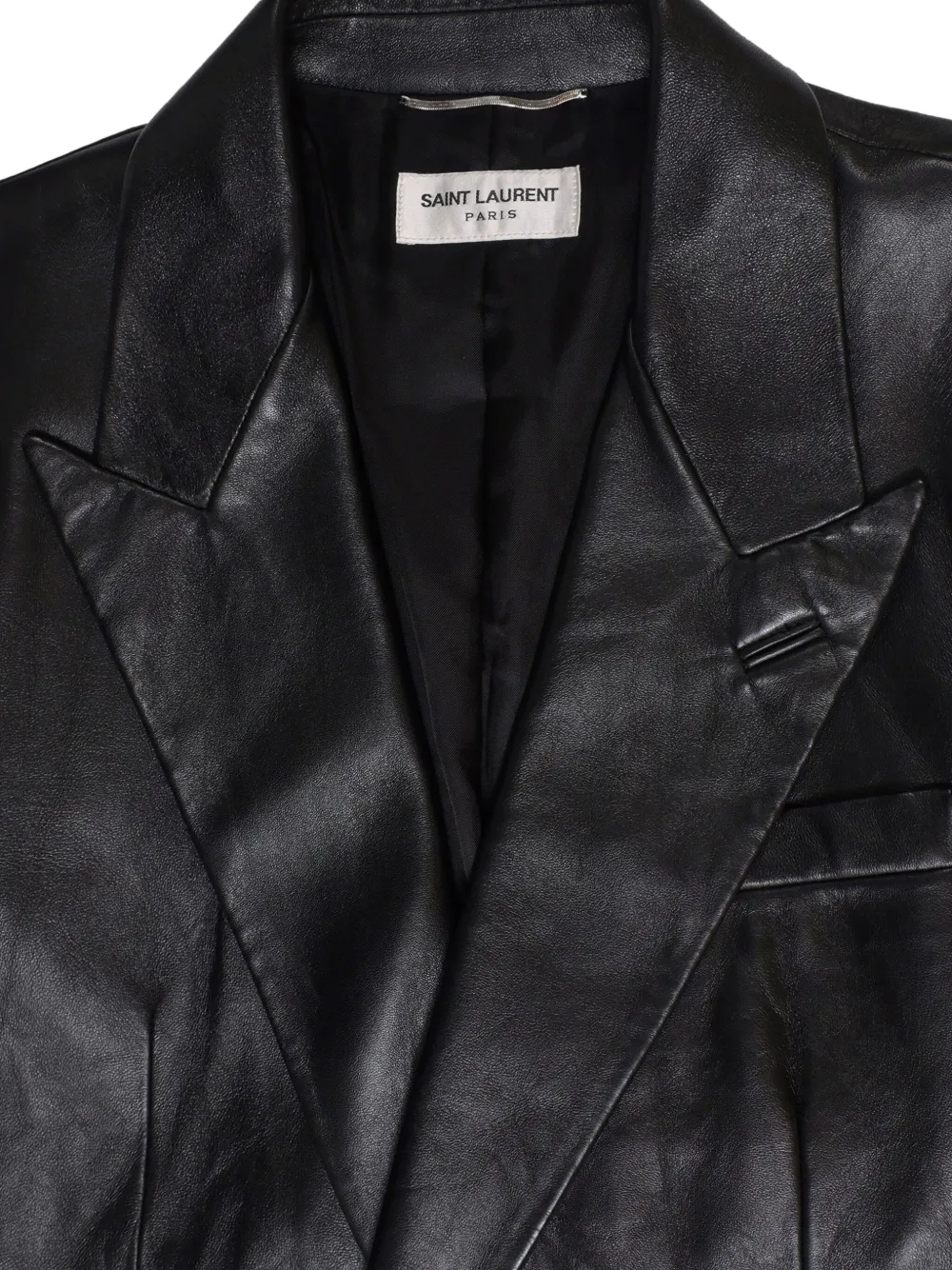 SAINT LAURENT Pre-owned Double-breasted Leather Jacket In Black