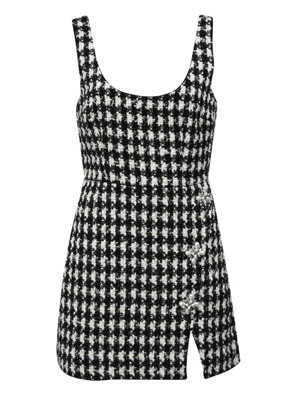 Self-Portrait check boucle mini dress - Nero