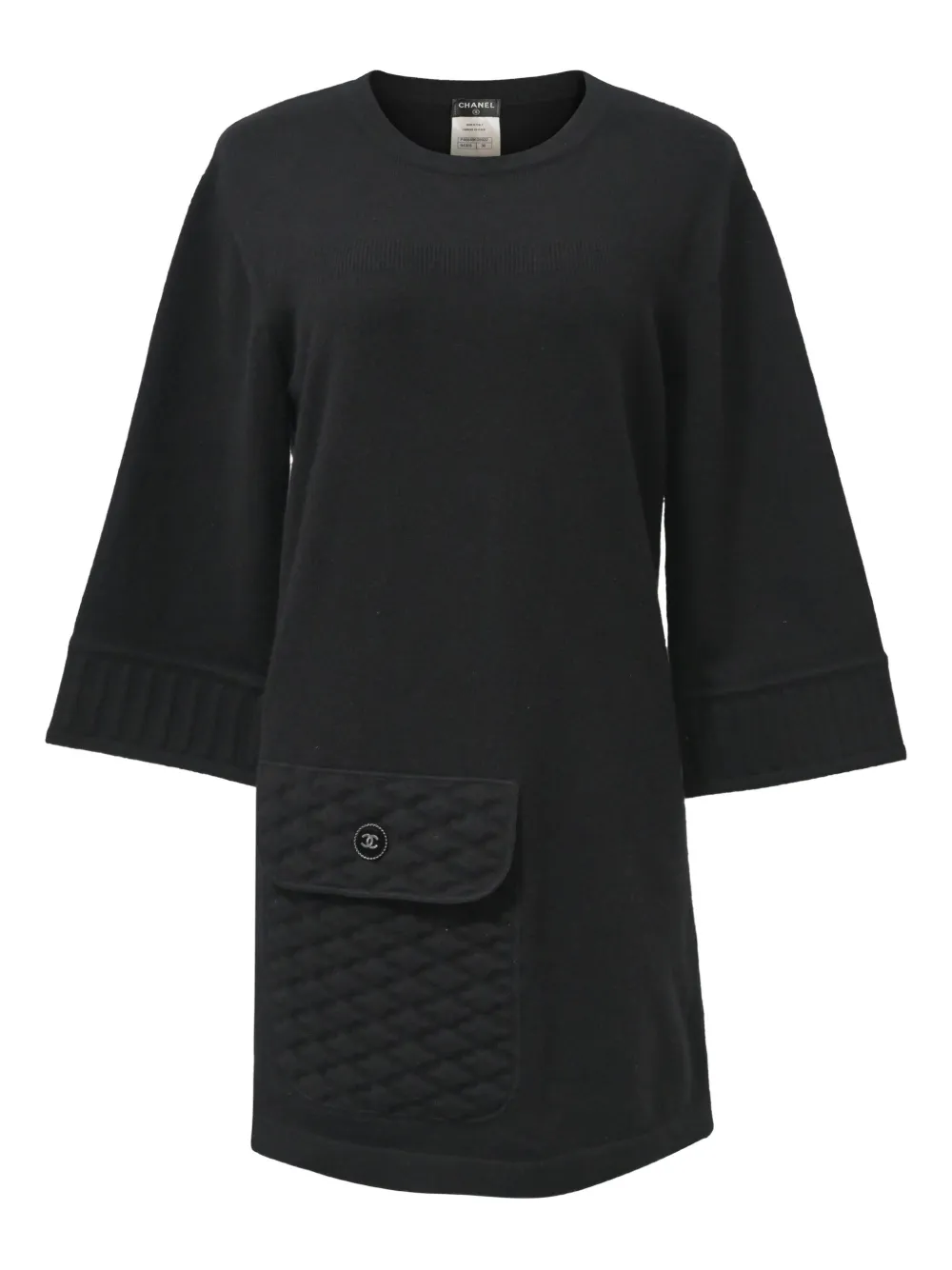 CHANEL Pre-Owned 840mm mini crew-neck pocket dress - ブラック CHANEL Pre-Owned 840mm mini crew-neck pocket dress - ブラック