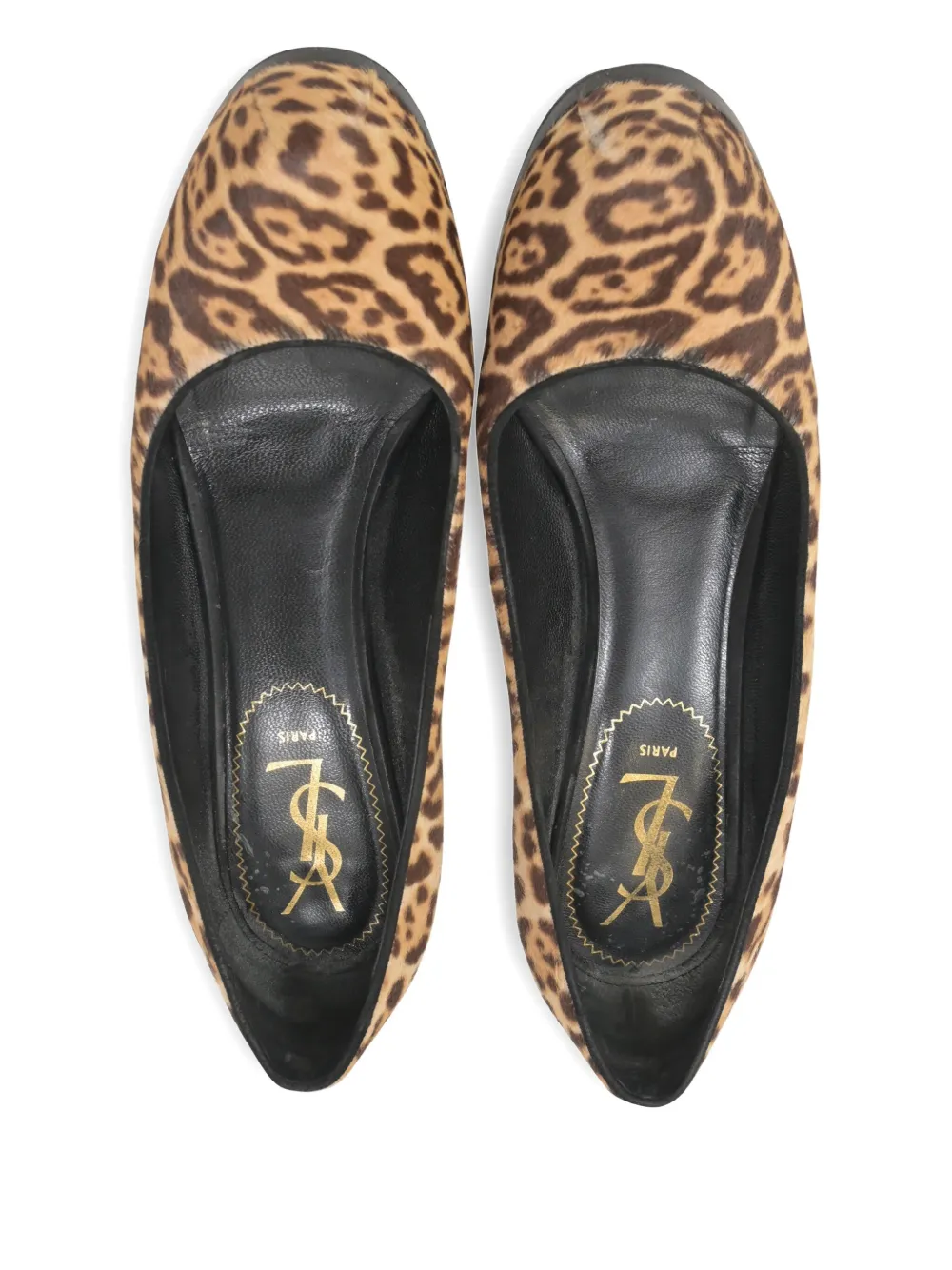 Pre-owned Saint Laurent 110mm Tribtoo Platform Animal-print Pumps In Neutral