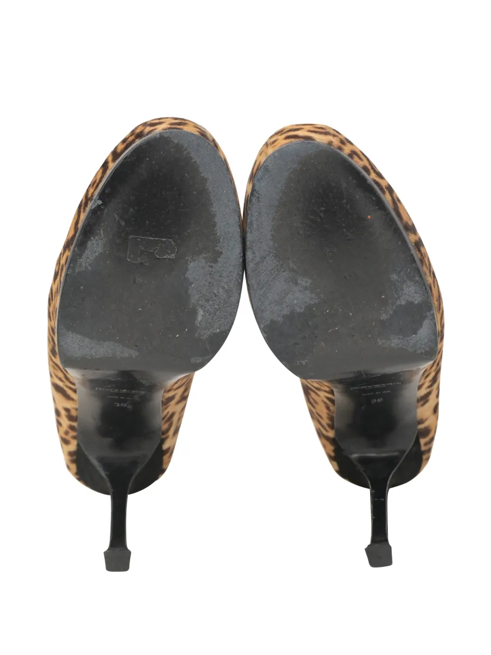 Pre-owned Saint Laurent 110mm Tribtoo Platform Animal-print Pumps In Neutral