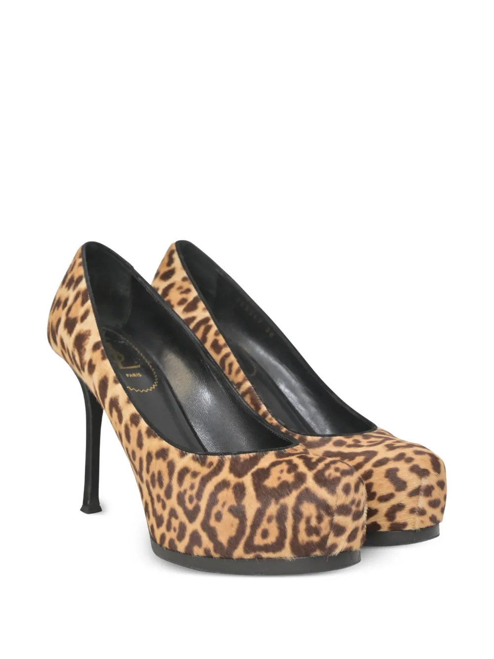 Saint Laurent Pre-Owned 110 mm Tribtoo pumps met plateauzool en dierenprint - Beige