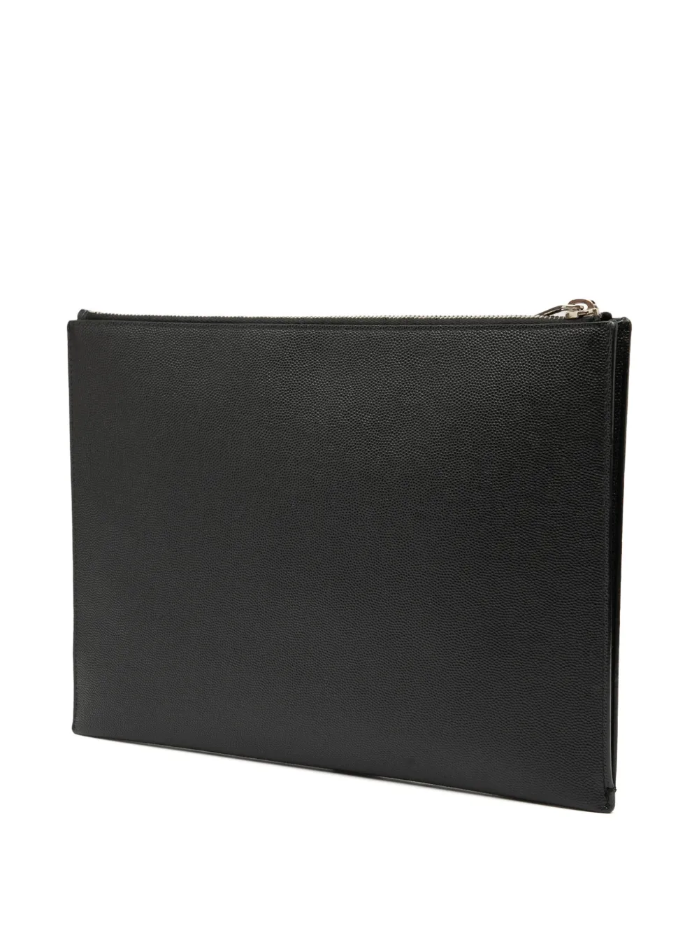 SAINT LAURENT Pre-owned 2019 Grain De Poudre Zipped Tablet Holder Clutch Bag In Black