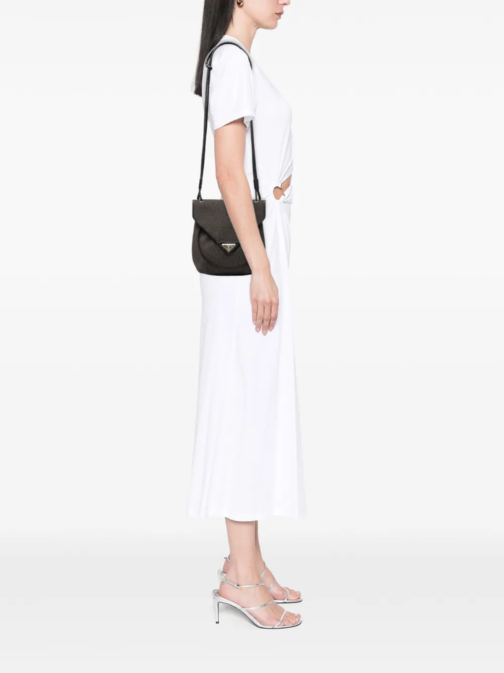 Pre-owned Saint Laurent 20th Century Coated Canvas Crossbody Bag In Gray