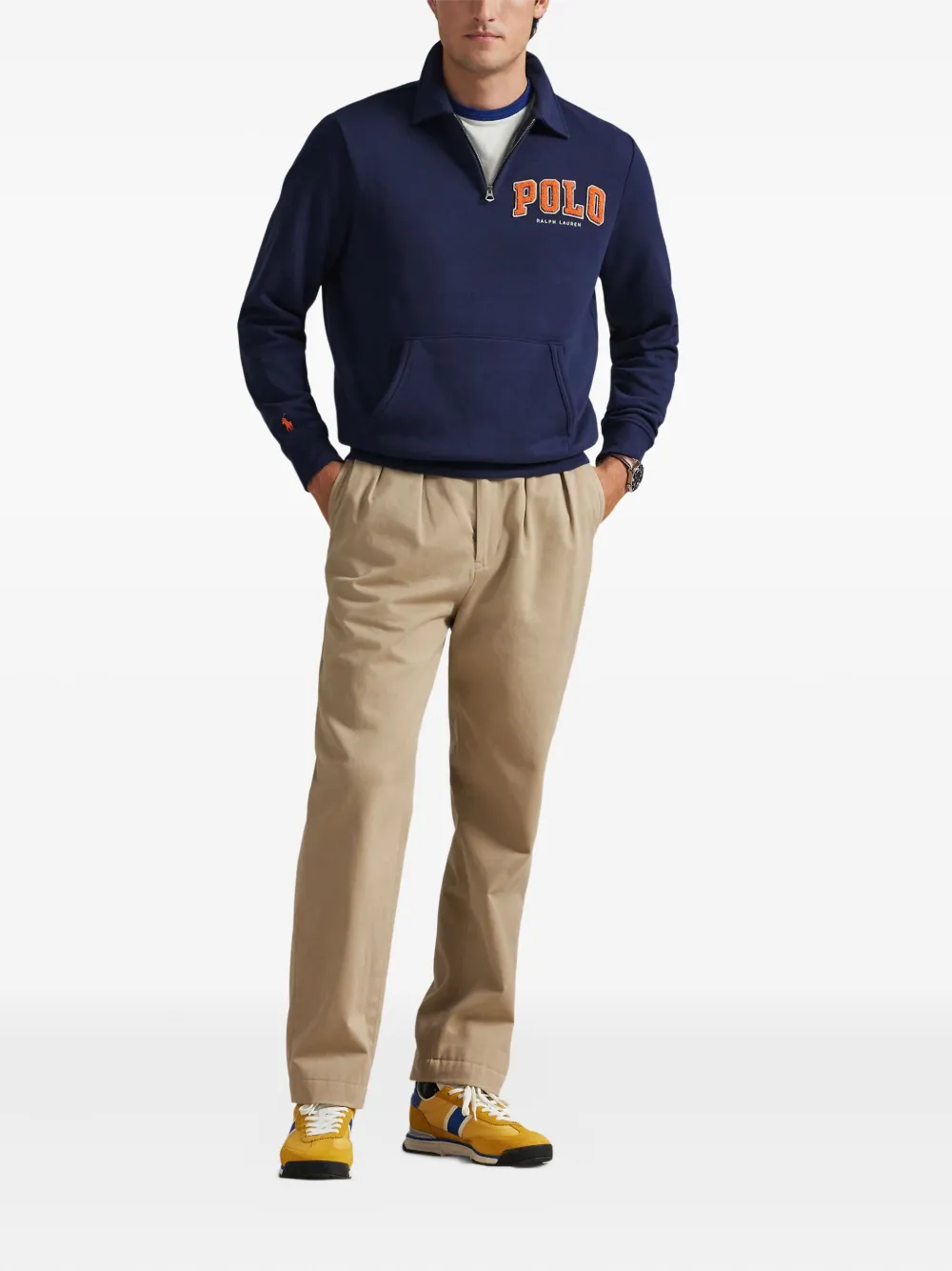 Polo Ralph Lauren Zip-collar Polo Sweatshirt In Blue