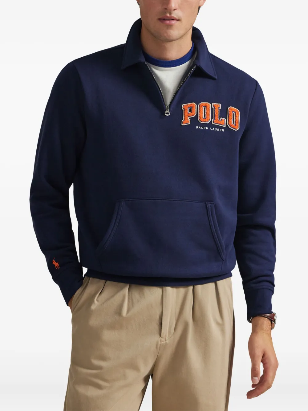 Polo Ralph Lauren Zip-collar Polo Sweatshirt In Blue